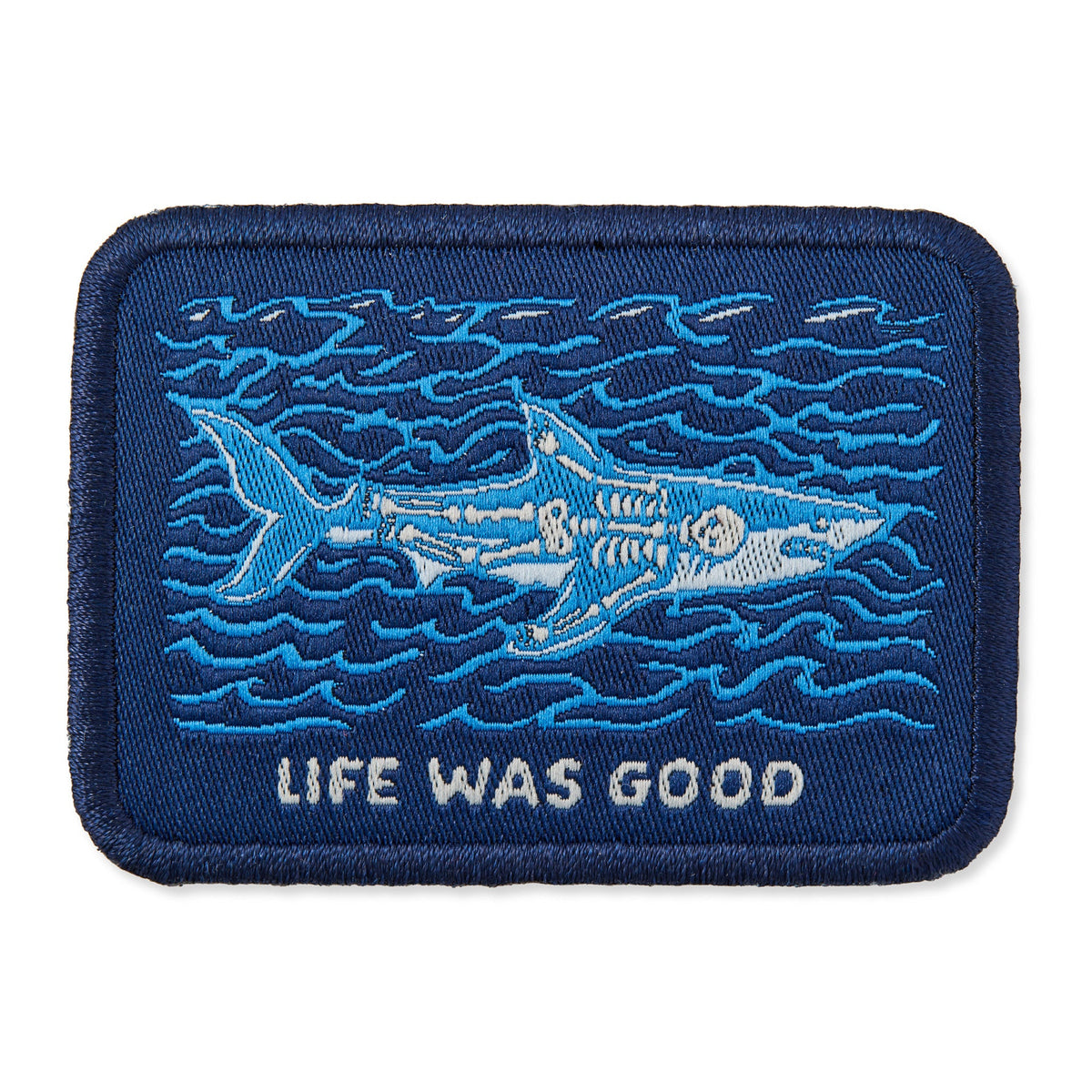 Life Was Good Shark Woven Patch
