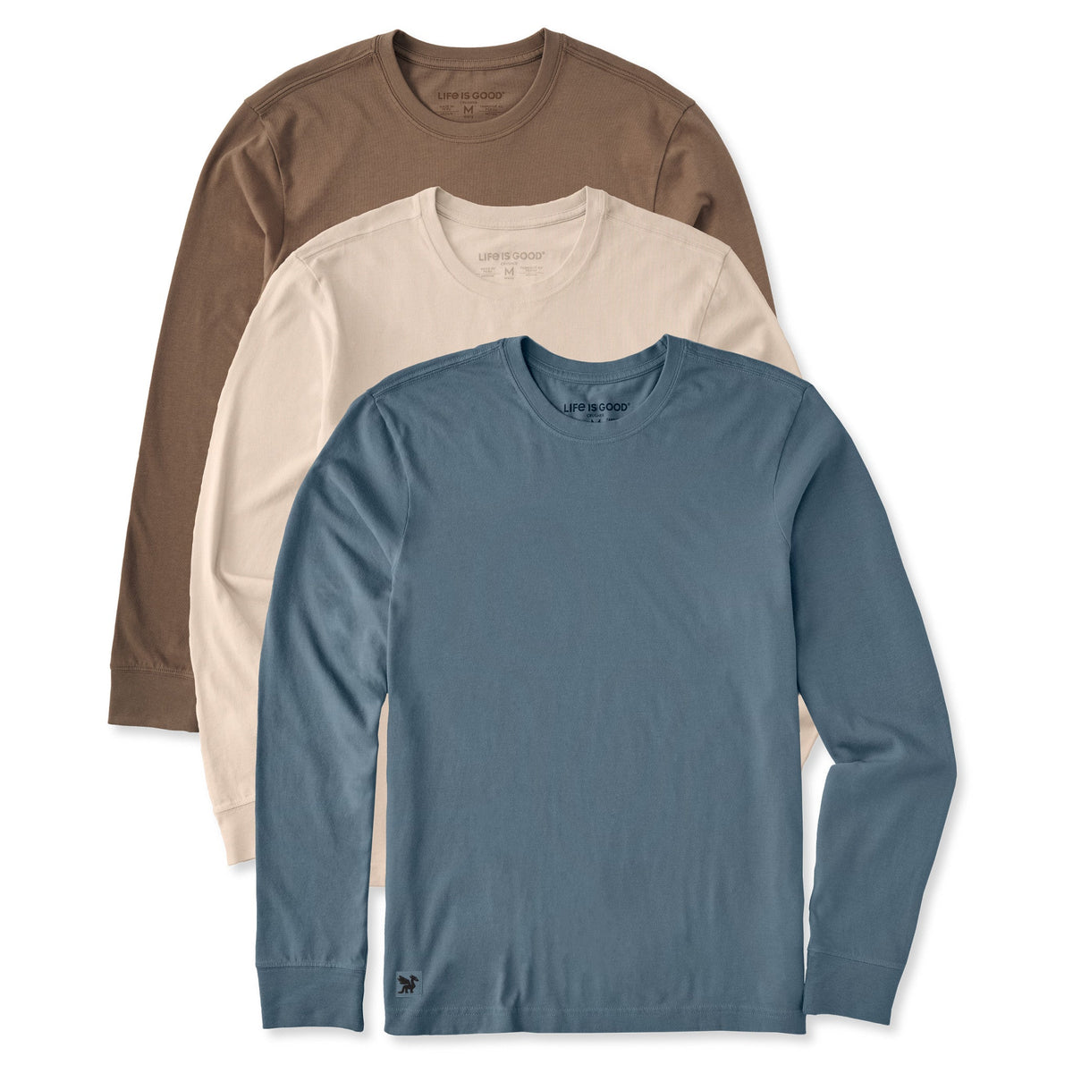 Mens Solid 3-Pack Long Sleeve Crusher Tee Multi 6 product image 1