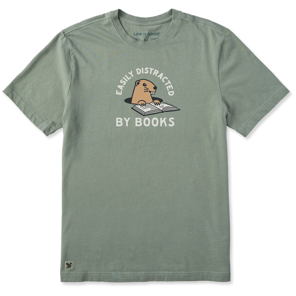 Men's Easily Distracted by Books Short Sleeve Crusher Tee product image 1