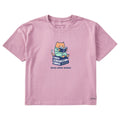 Women's Read More Books Cat Short Sleeve Crusher Boxy Tee product image 1