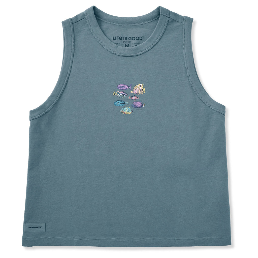 Women's Watercolor Tropical Fish Crusher Boxy Tank product image 1