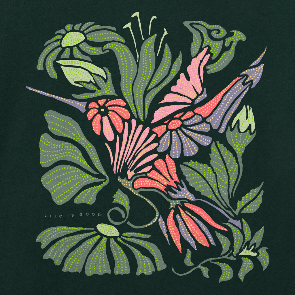 Women's Hummingbird Flowers Short Sleeve Crusher Tee product image 2