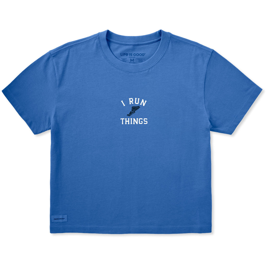 Women's I run things winged foot Short Sleeve Crusher Boxy Tee
