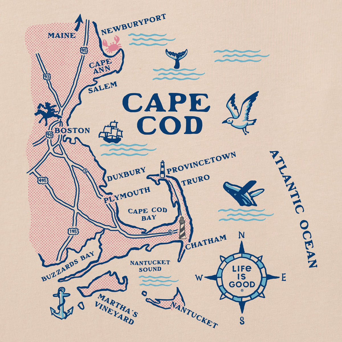 Women's Cape Cod Map Short Sleeve Crusher Tee product image 2