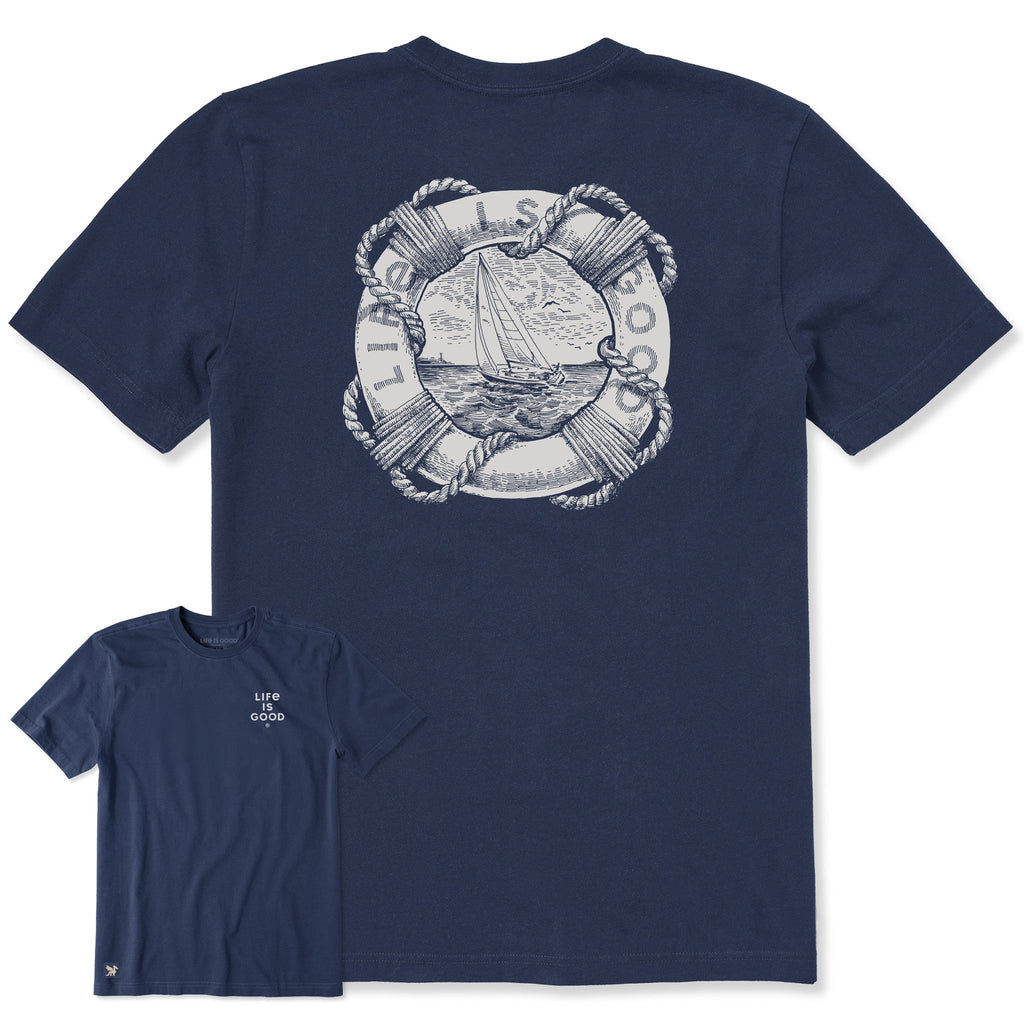 Men's Life is Good Sailing Ring Short Sleeve Crusher Tee