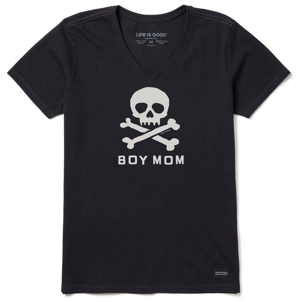 Women's Boy Mom Skull Short Sleeve Crusher Vee product image 1