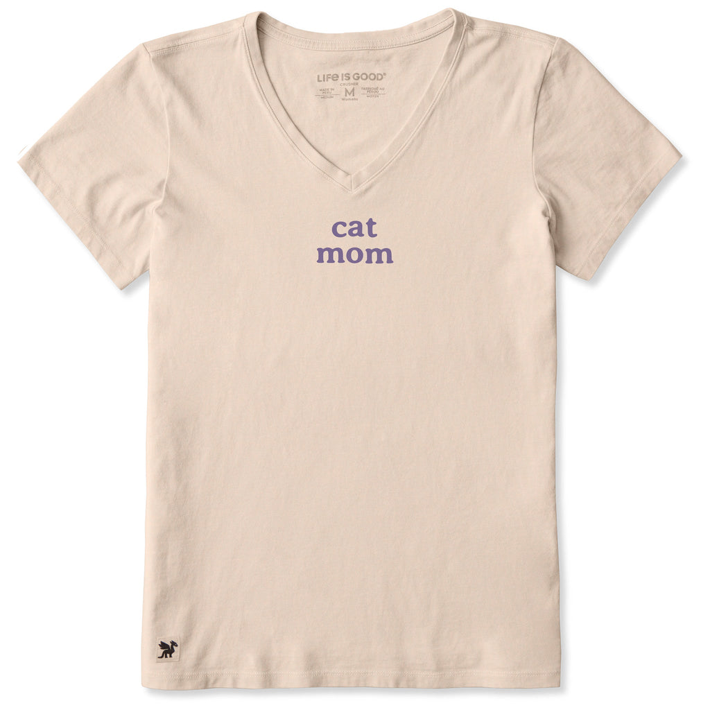 Women's Cat Mom Simple Short Sleeve Crusher Vee product image 1
