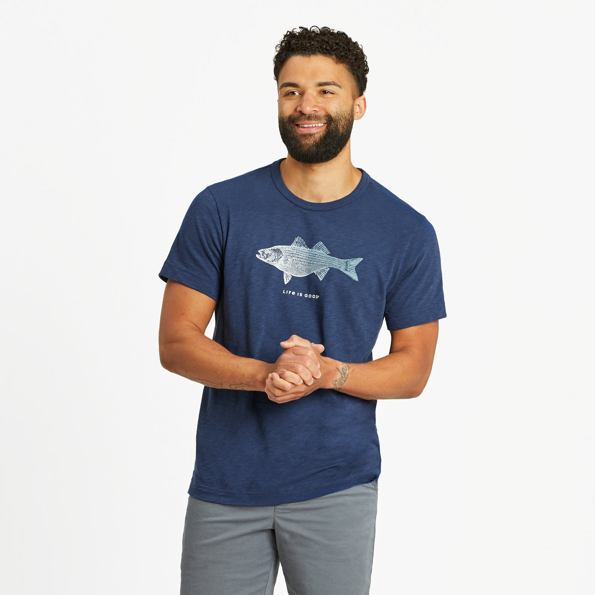 Men's Detailed Striped Bass Textured Slub Tee product image 1