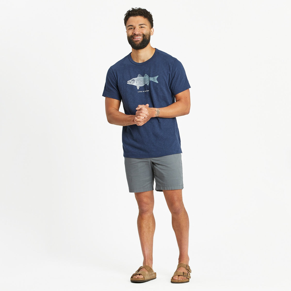 Men's Detailed Striped Bass Textured Slub Tee product image 5